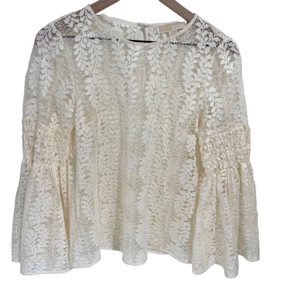 Michael Kors Tops - Michael Kors Cream Lace Bell Sleeve Blouse Top Size Small